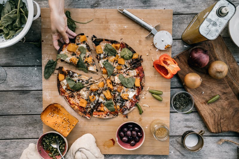 Garden State vegetarian pizza with roasted vegetables